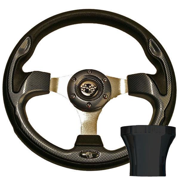 GTW Steering Wheel Kit, Carbon Fiber/Rally 12.5 W/Black Adapter 82-Up