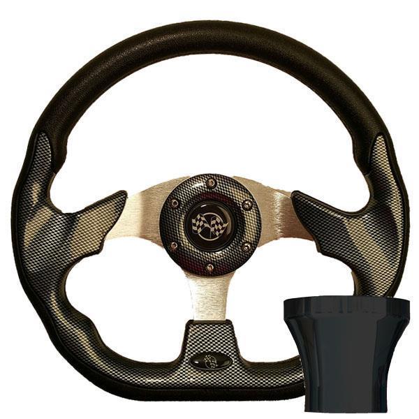 GTW Steering Wheel Kit, Carbon Fiber/Race 12.5 W/Black Adapter, Club Car Precedent