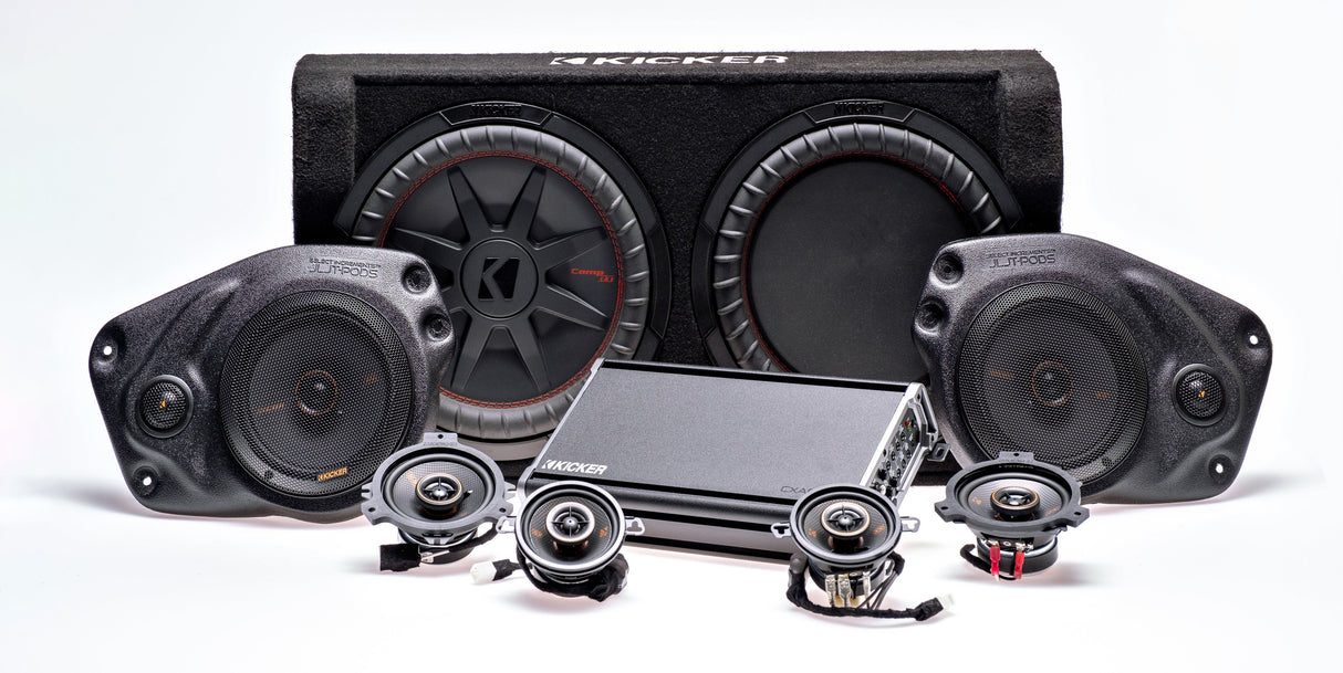Kicker Plug & Play Full System 5-Channel, 8-Speakers KS, Sub Bundle | '18- '23 JL Wrangler