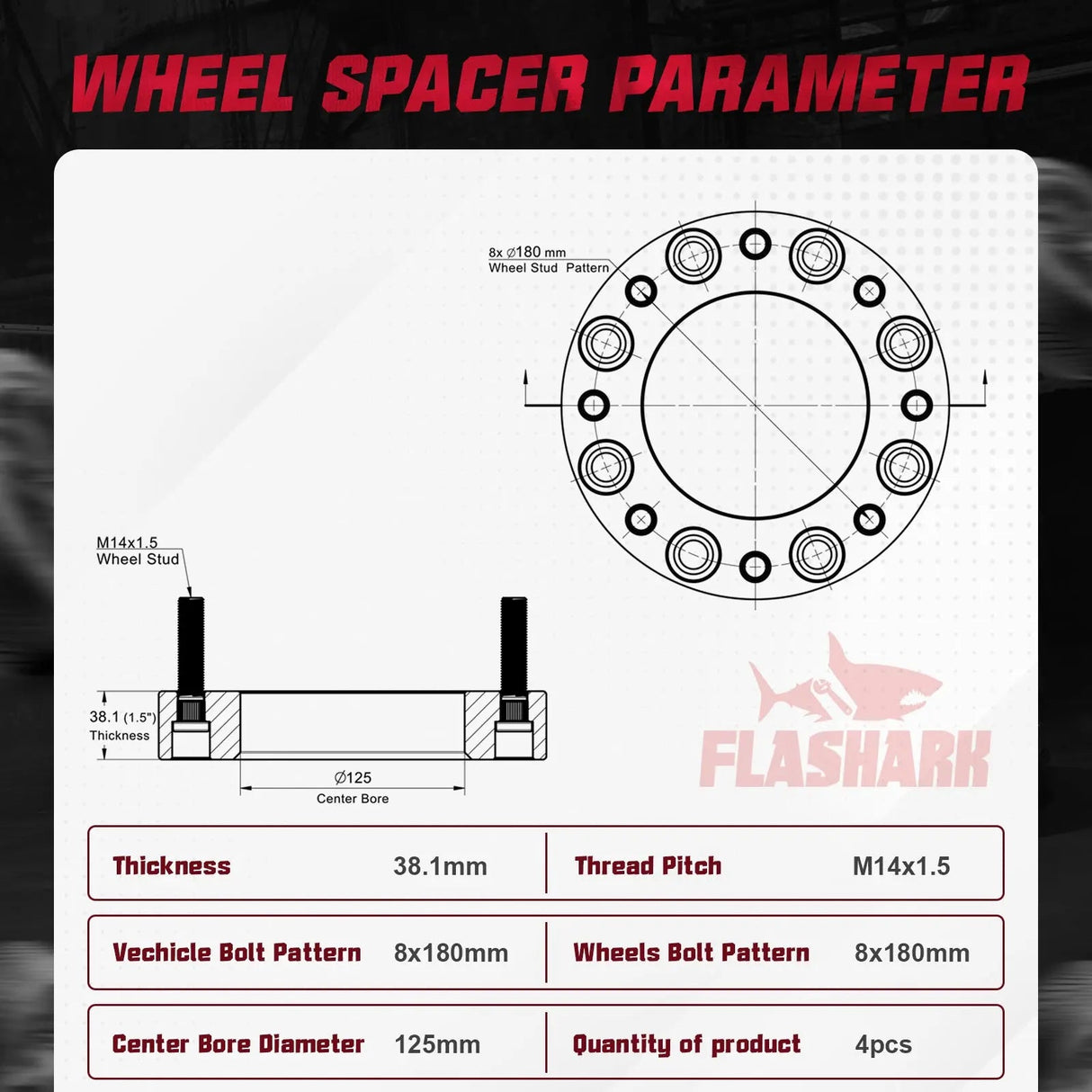 1.5/2 Inches 2011-2022 Chevy Chevrolet Silverado GMC Sierra 2500 3500 8x180mm Wheel Spacers 4PCS Flashark