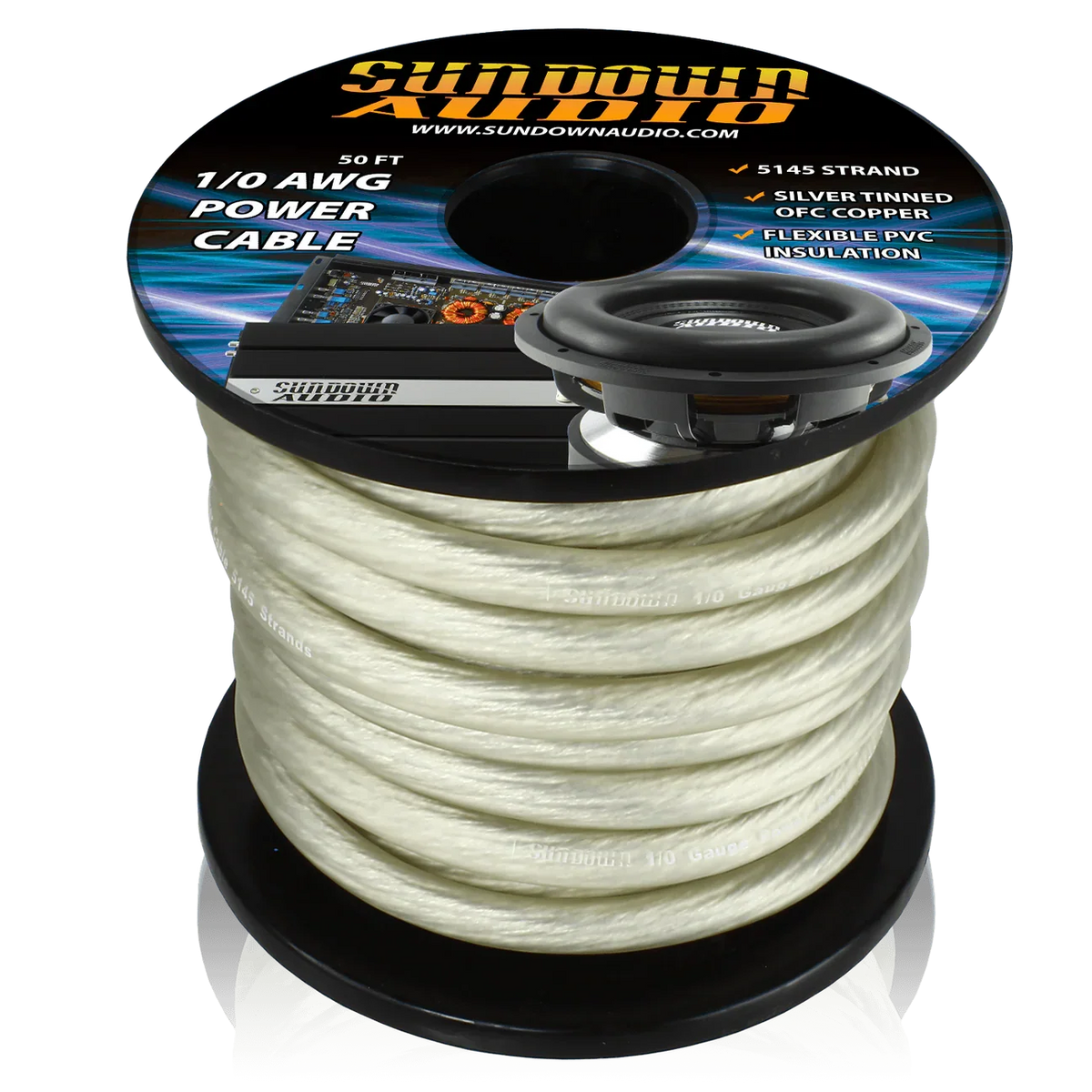 Sundown Audio 1/0 50' Tinned OFC Oxygen Free Copper Power Cable