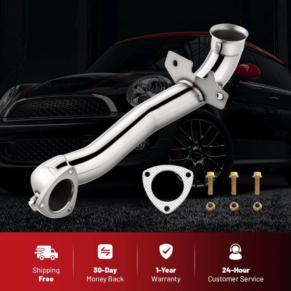 Downpipe Exhaust for 2007-2016 Mini Cooper R55-R61 1.6L Turbo 2.5 inch with 2 O2 sensor bungs Flashark