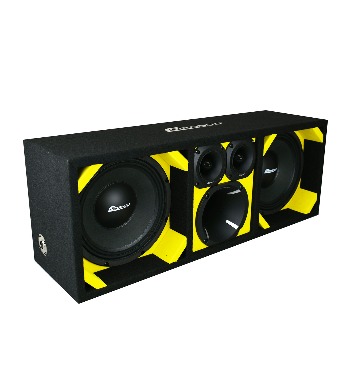 KTPON-210YELLOW / DUAL 10" YELLOW/BLACK LOADED PORTED BOX (With Tweeters + Driver) Comando Audio Inc.