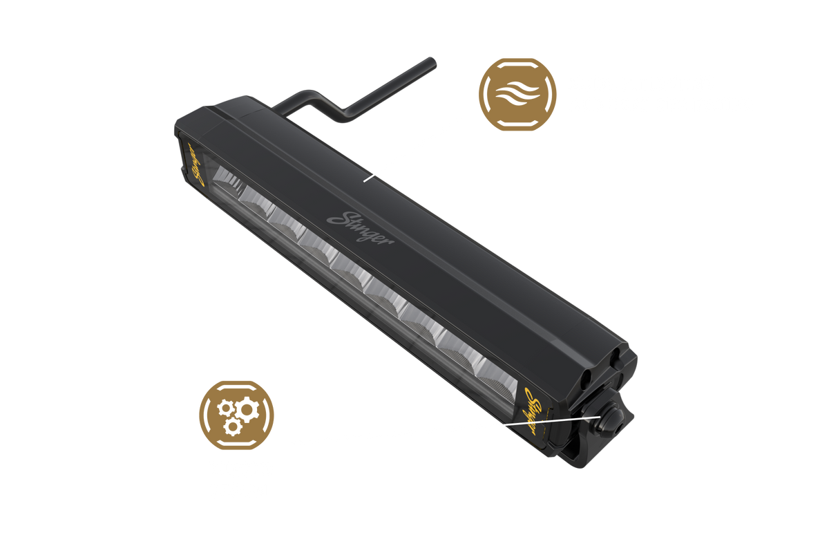 HEXCORE Universal 10" Straight LED Light Bar, Flood Beam with Amber & White Position Light | STL10LB Stinger