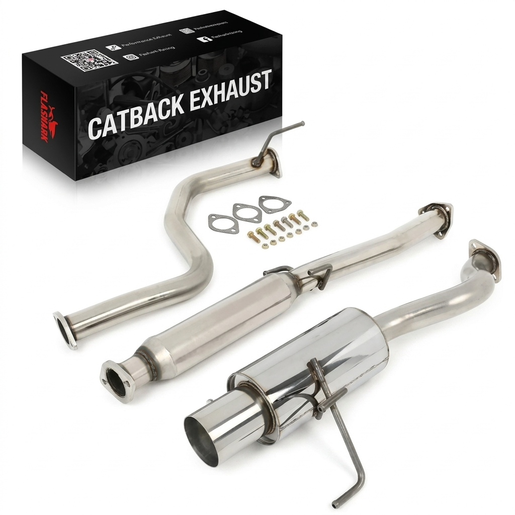 1992-1995 Honda Civic 1.5L 4 Inches Rolled Muffler Tip Racing Catback Exhaust System(3-Door Only)