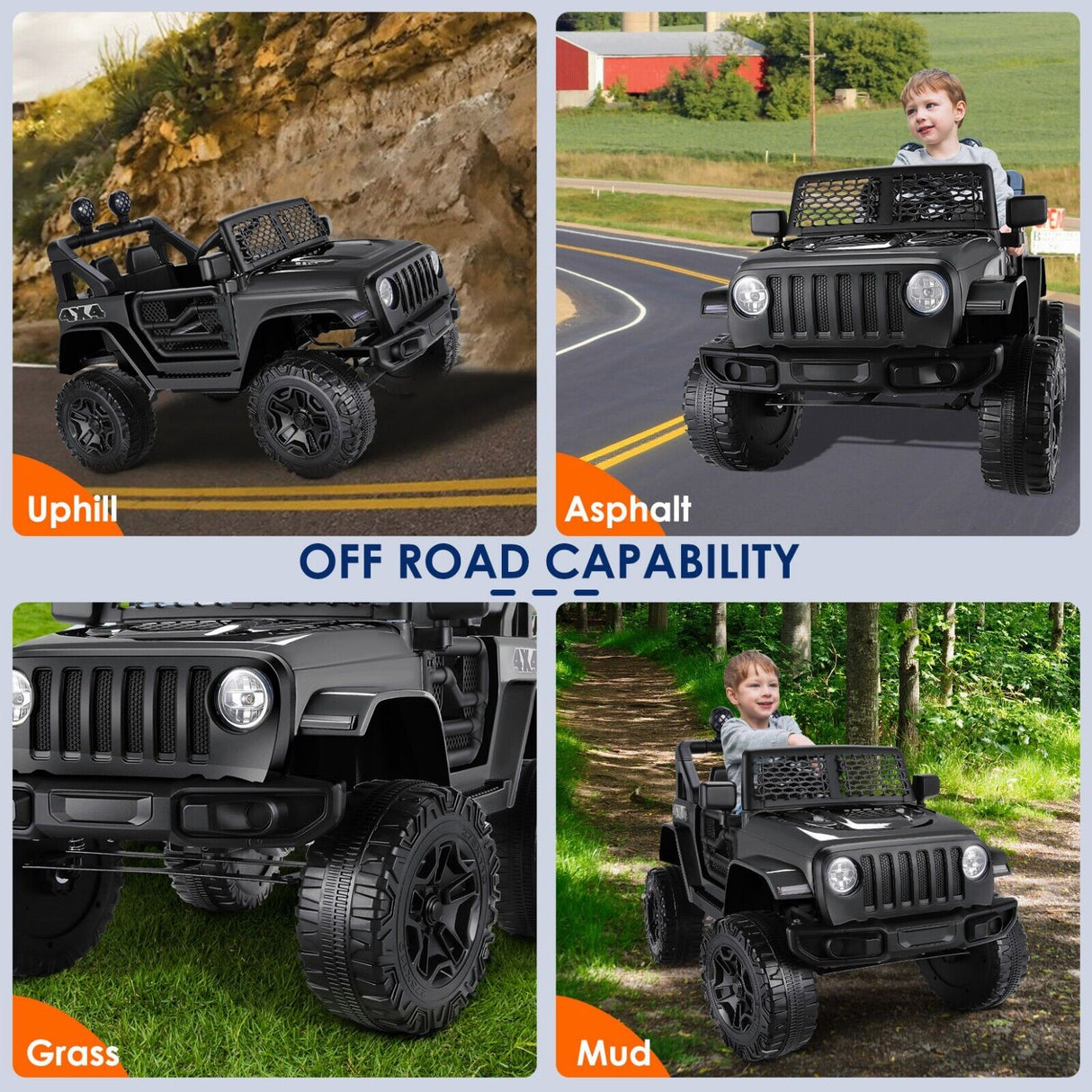2-Seater Kids Electric Ride-On Truck with Remote Control - 24V/12V Power Options