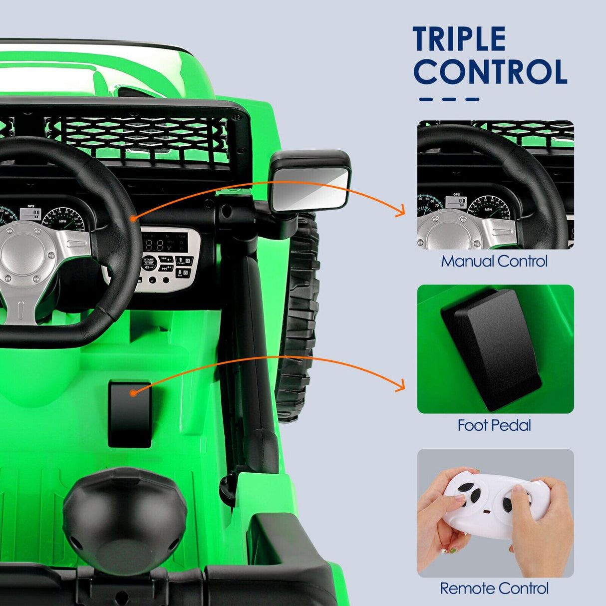 12V 7Ah Electric Kids Ride On Car Power Wheels Jeep - 2 Seater, Safe and Reliable