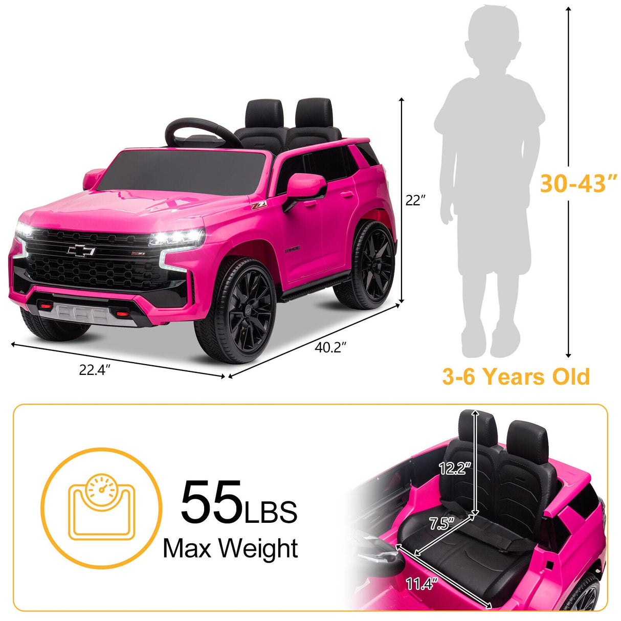 12V Battery Powered GMC Ride On Car for Kids with Remote Control