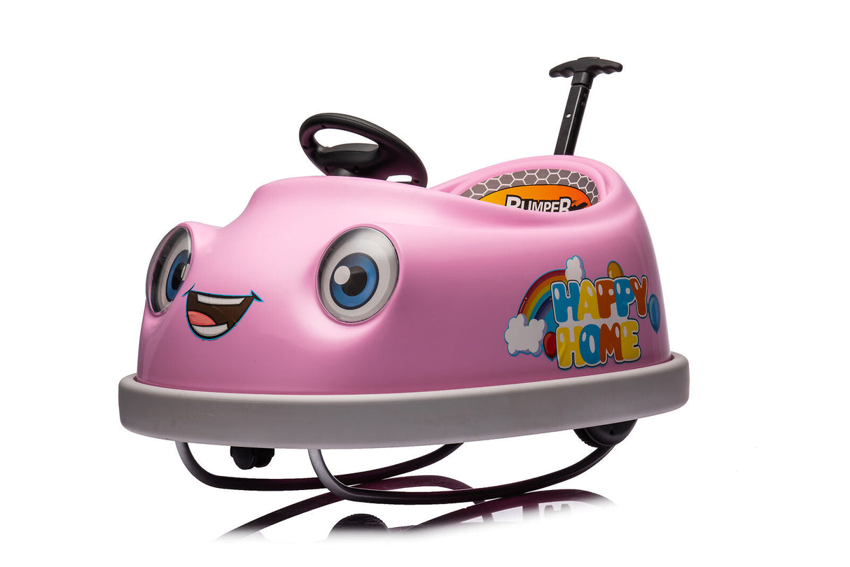 12V Dual Drive Electric Ride-On Bumper Car for Kids with Pushrod and Dinner Plate Design
