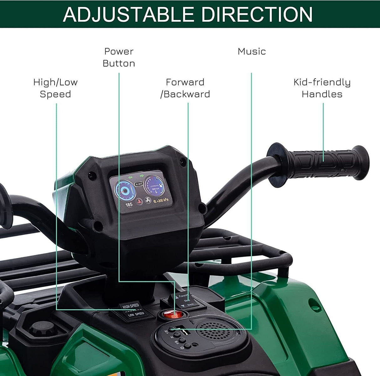 12V Electric Kids ATV Quad Car Truck in Black - Suitable for Ages 3-6 Years