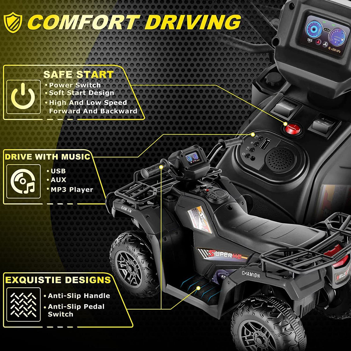 12V Electric Ride-On ATV for Kids with USB/MP3, Perfect Gift for Ages 3-6