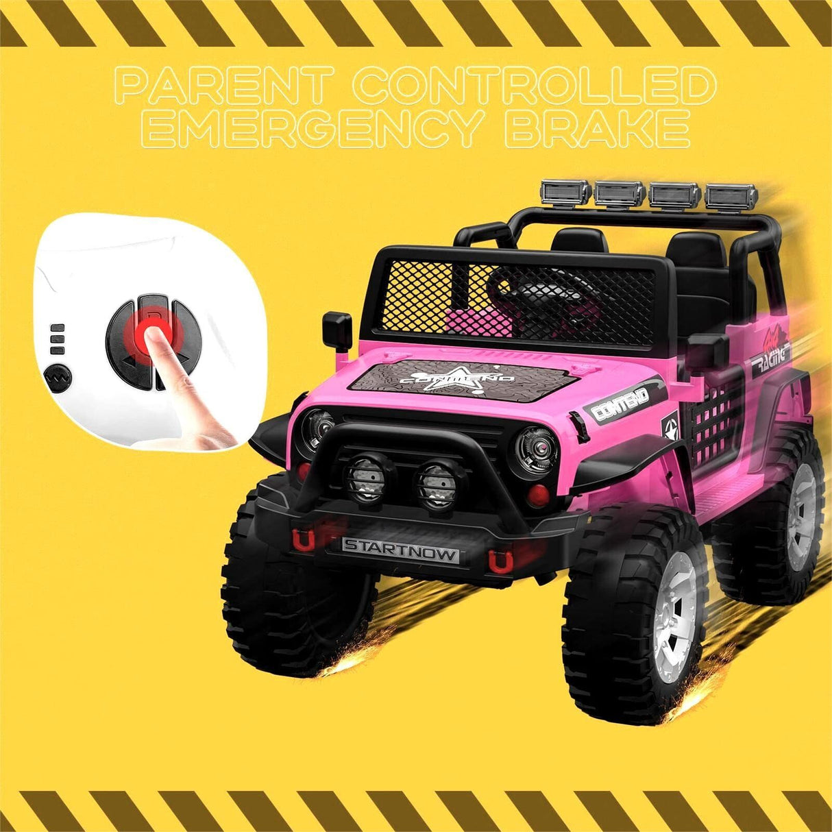 12V Electric Ride-On Car Truck for Kids with Remote Control, Safety Belt, and MP3 Player