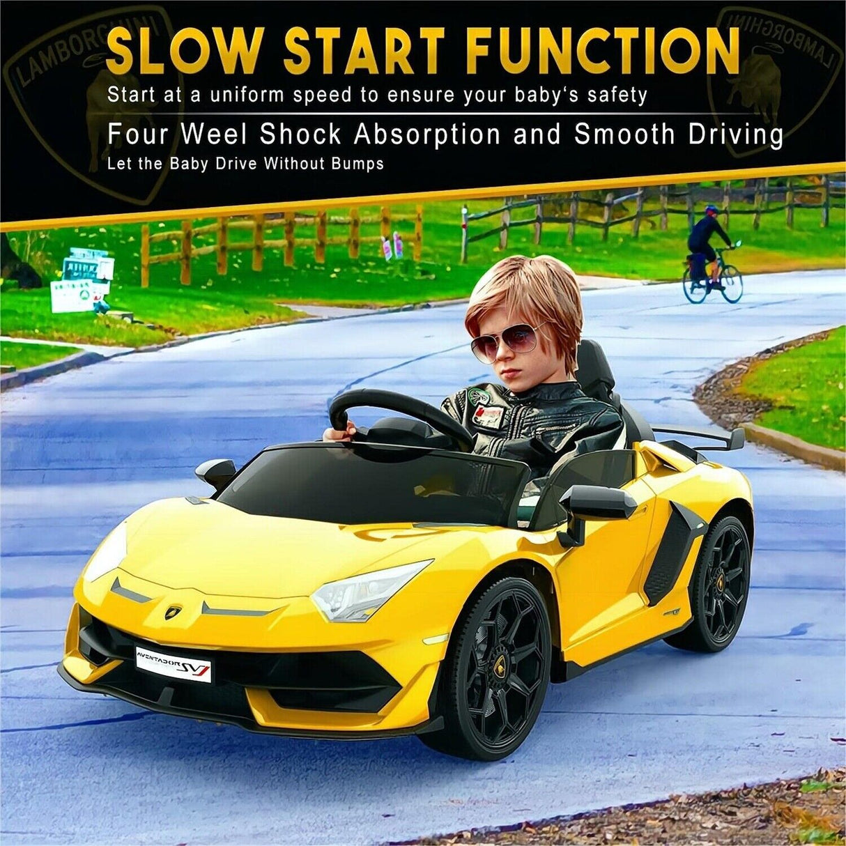 12V Electric Battery Powered Sports Car for Kids with Remote Control - Yellow