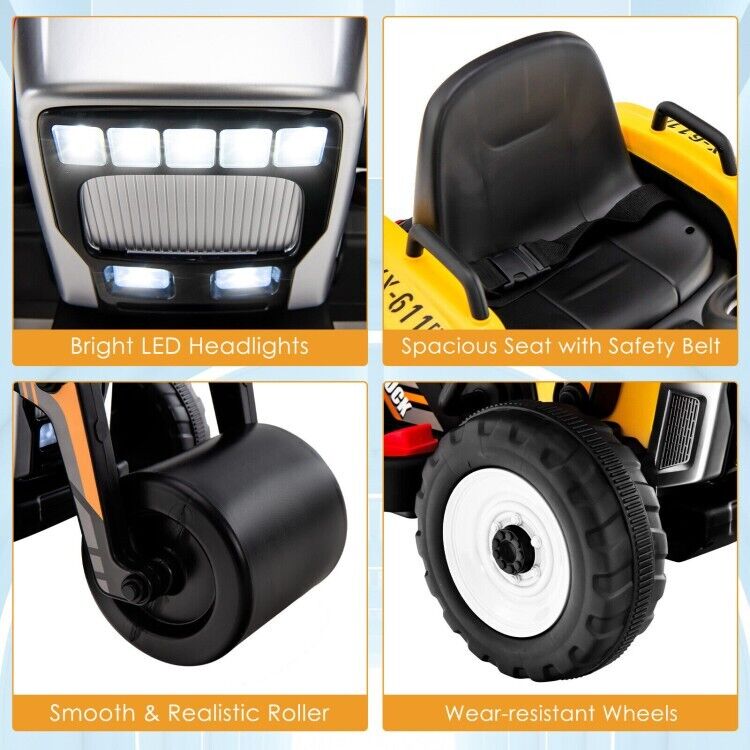 12V Electric Tractor with Remote Control, Music & LED Lights - Perfect for Kids to Ride On!