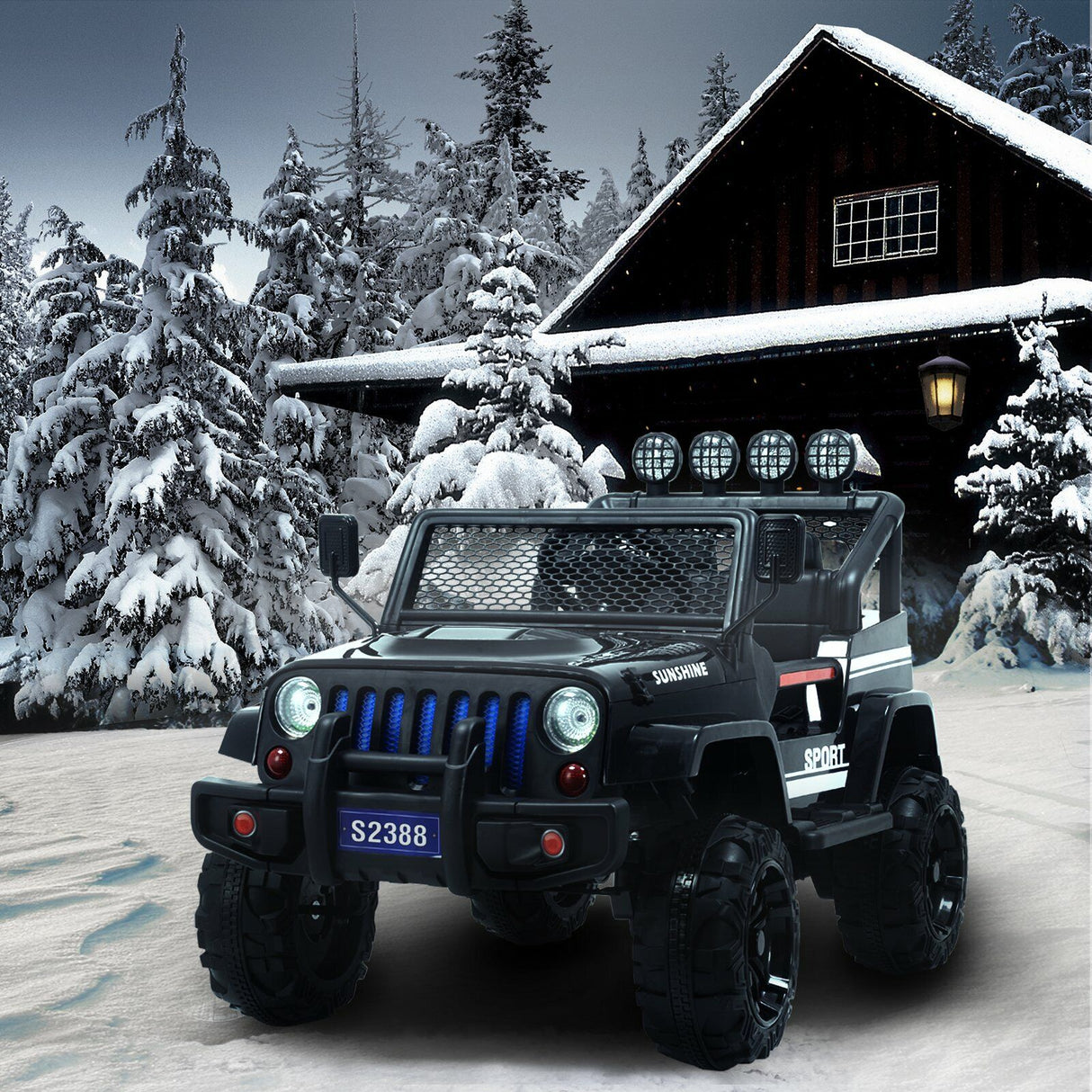 12V Kids Ride On Jeep with Remote Control, USB and Bluetooth Connectivity - Black