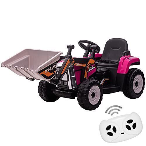 12V RC Excavator Ride-On Tractor with Music, Headlights, and Horn for Kids