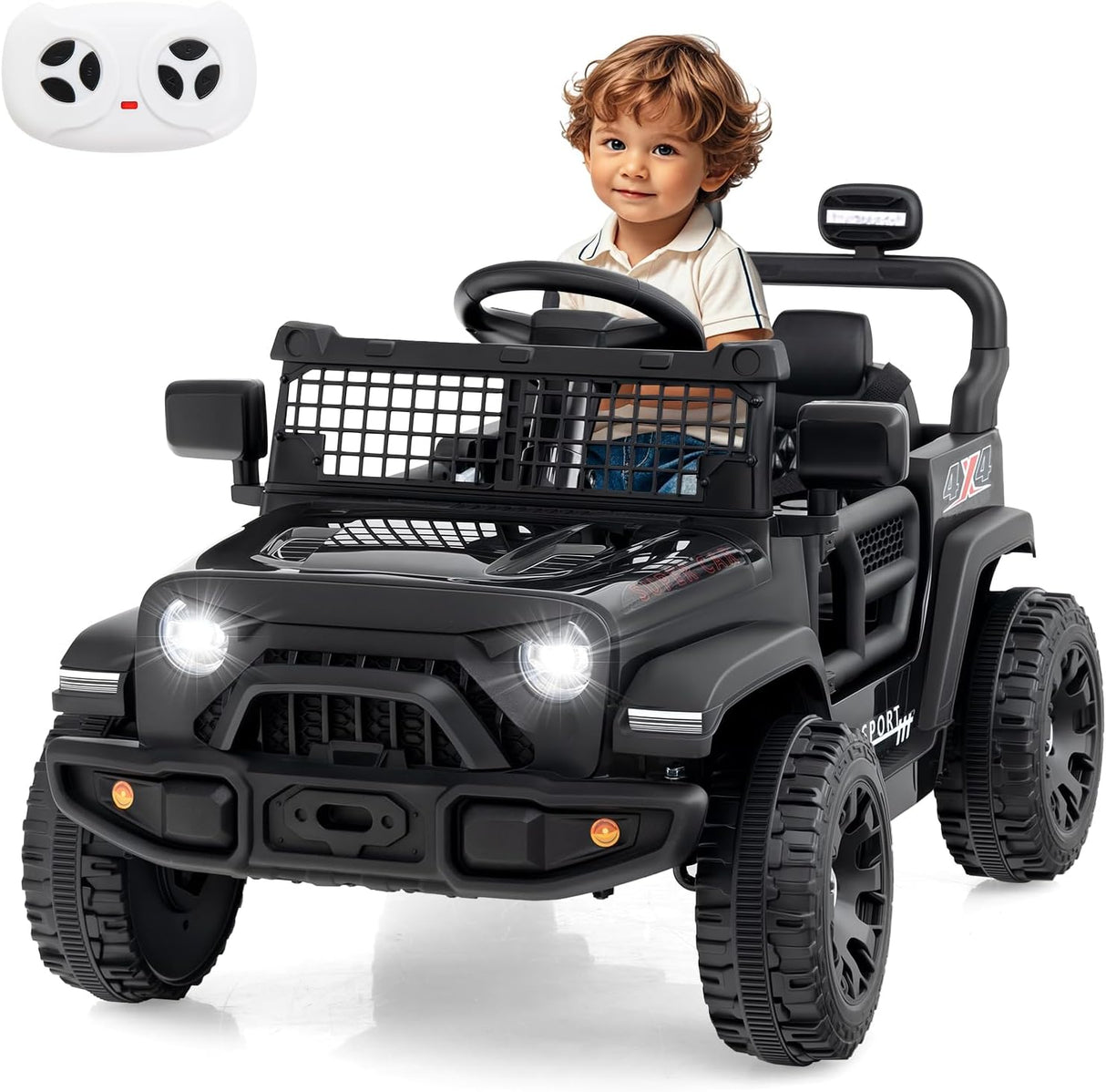 12V Electric Ride On Jeep Toy Car for Kids with Remote Control, USB, Bluetooth, and LED Lights MagicCars