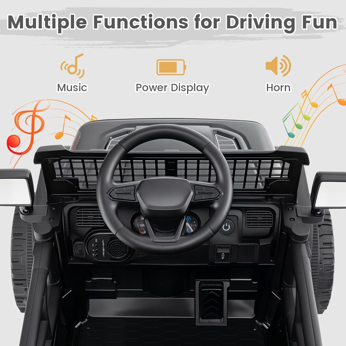 12V Electric Ride On Jeep Toy Car for Kids with Remote Control, USB, Bluetooth, and LED Lights MagicCars