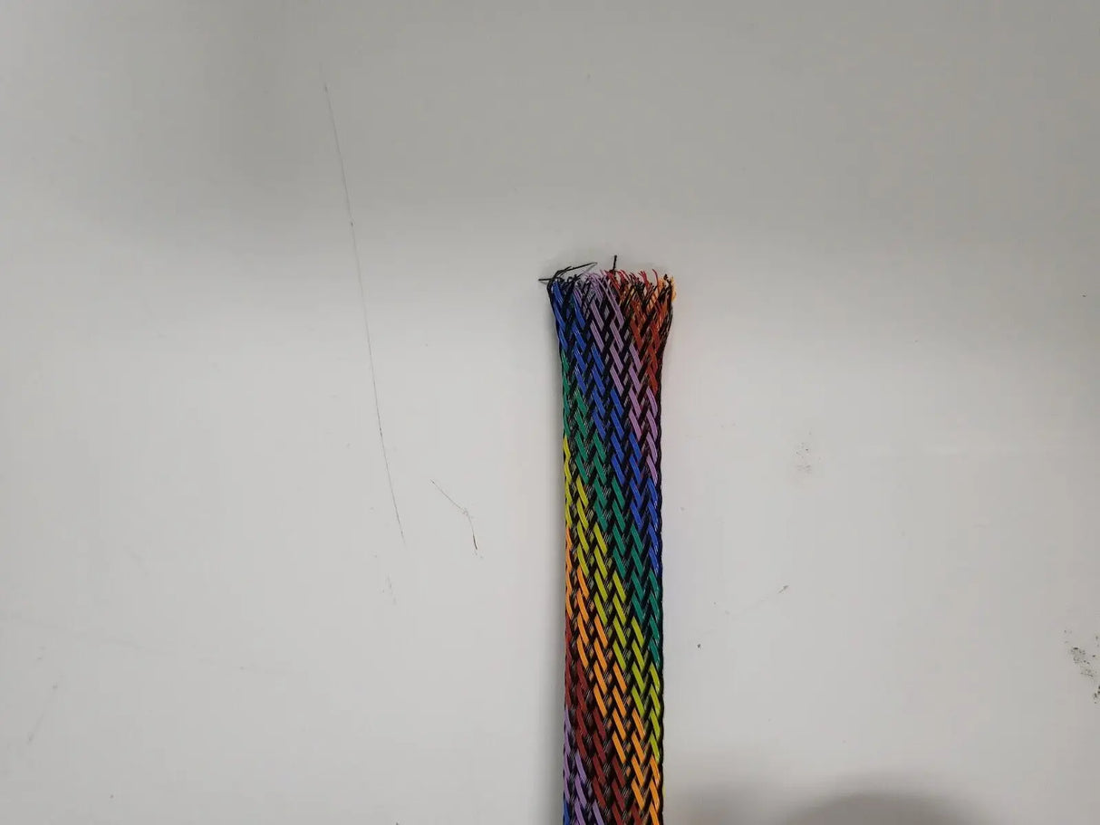 25 FT 1/2" RAINBOW WITH BLACK STRIPE PET EXPANDO SLEEVING BRAID AC/DC WIRE AND SUPPLY