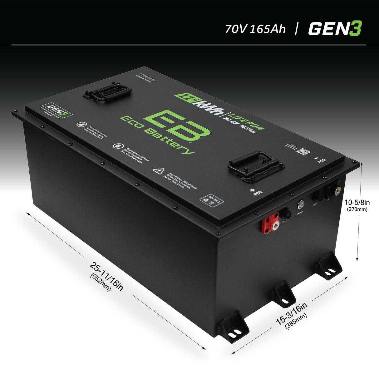 Eco Battery 70V 165Ah LiFePO4 Gen3 Battery