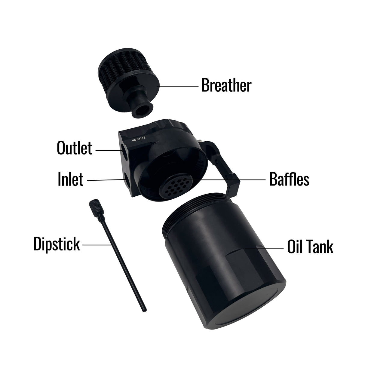TruckTok Oil Catch Reservoir Breather Can Tank with Filter Cylinder Aluminum Universal TruckTok