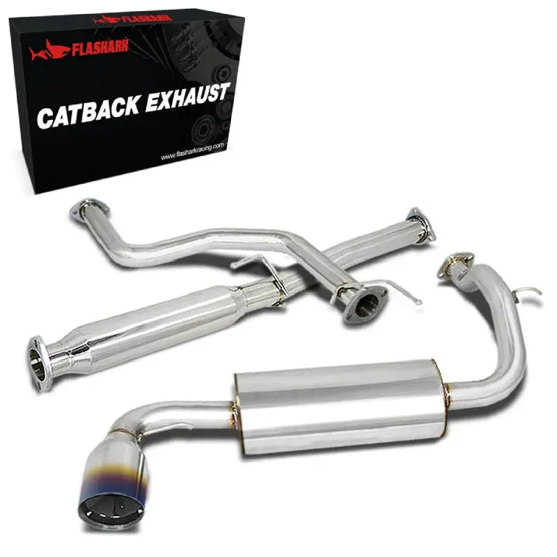 1988-1991 Honda Civic 1.5L 4 Inches Rolled/Burnt Muffler Tip Racing Catback Exhaust System(3-Door Only) Flashark