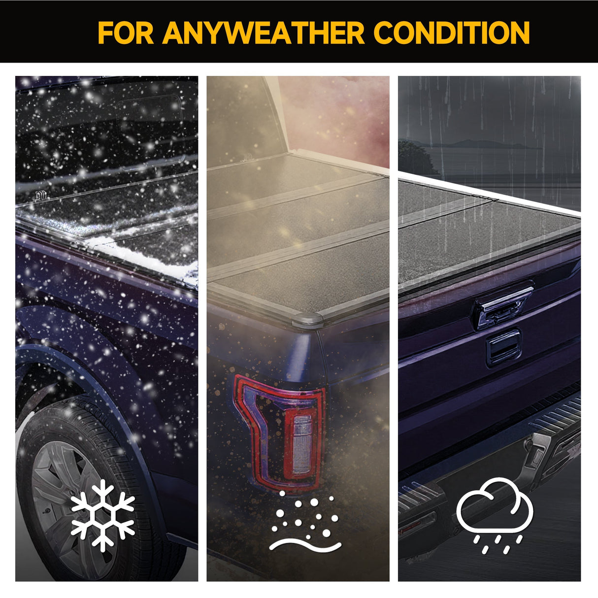 Trucktok 1999-2025 Ford F250 F350 Super Duty 8.2FT Hard Tri-Fold Tonneau Cover Truck Bed Pickup TruckTok