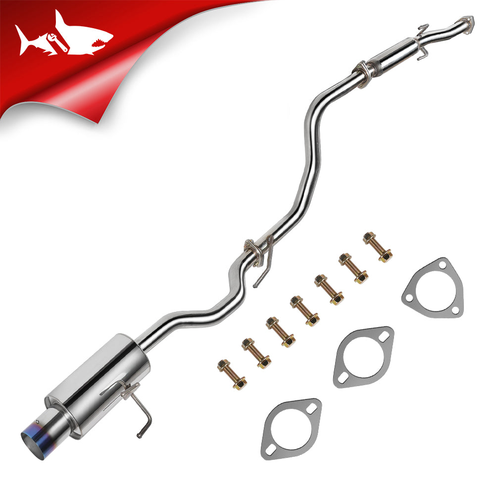 2.25" Catback Exhaust System For 1992-2000 Honda Civic 1.6L with 4" Burnt Rolled Muffler Tip