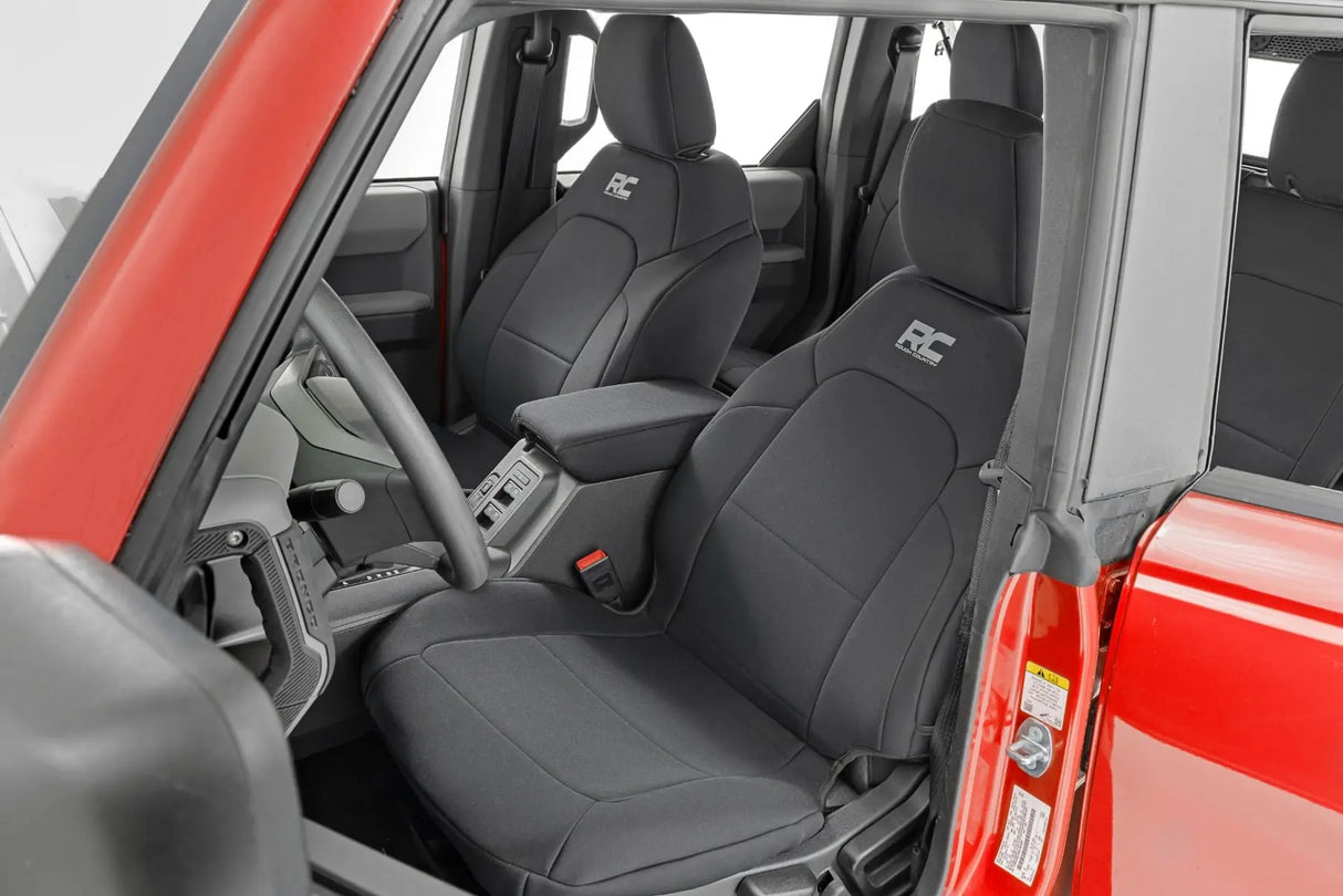 Rough Country Neoprene Seat Covers Front & Rear 4-Door Ford Bronco 4WD 2021-2026 91045