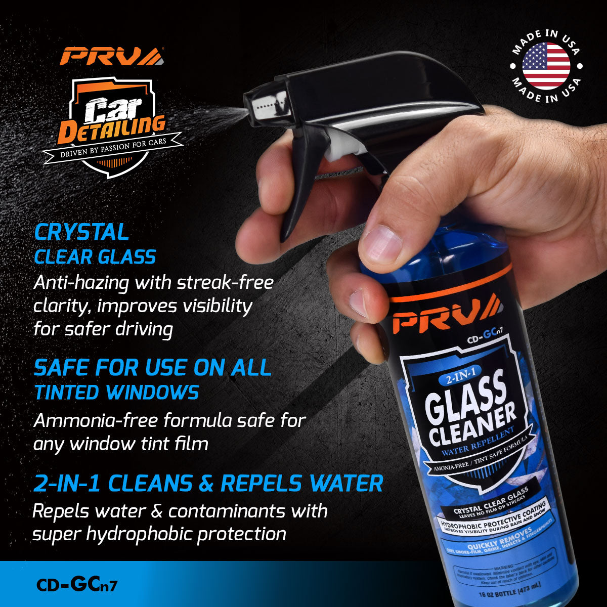 PRV Audio CD-GCn7 Glass Cleaner & Water Repellent 16oz