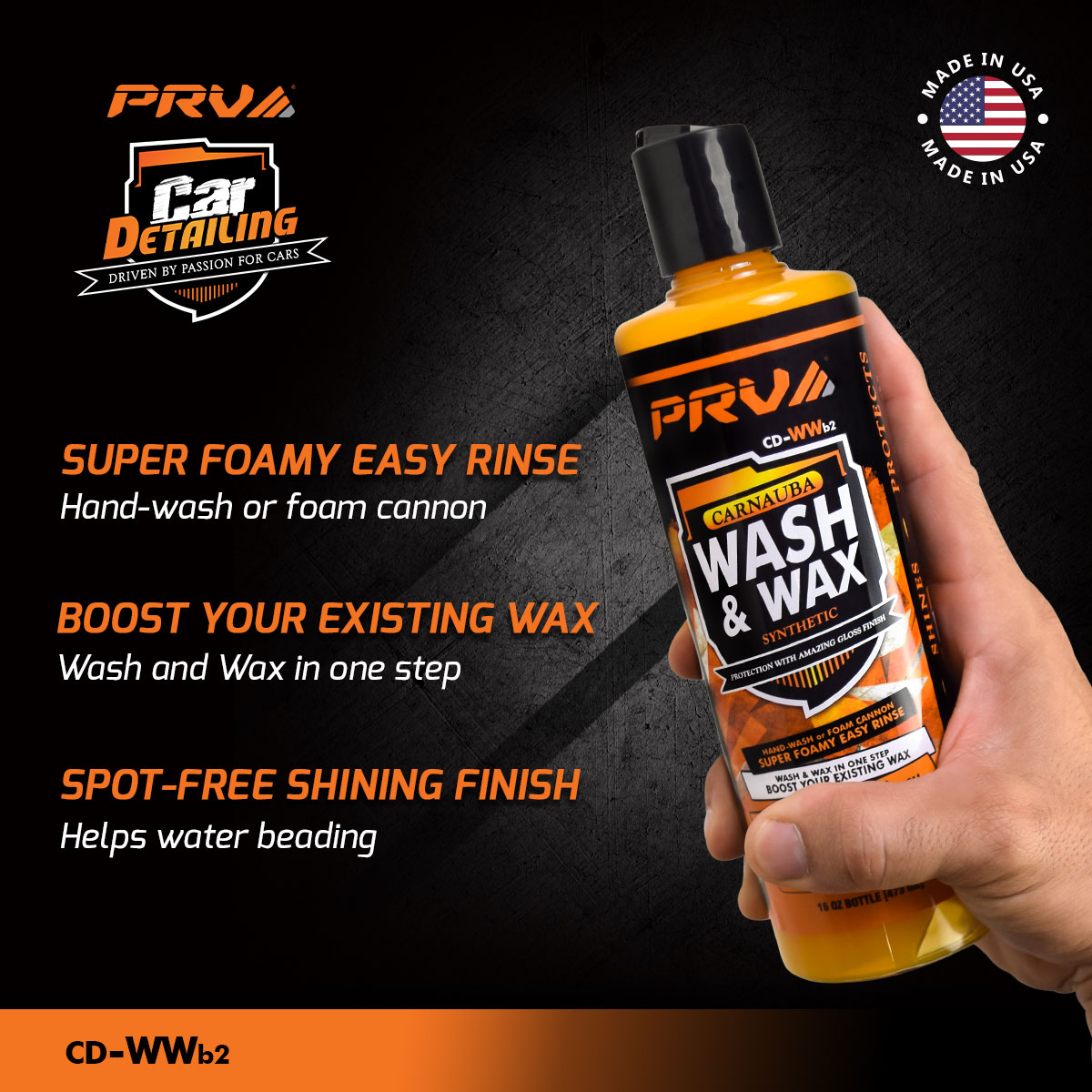 PRV Audio Wash and Wax Car Soap Carnauba 16 fl oz