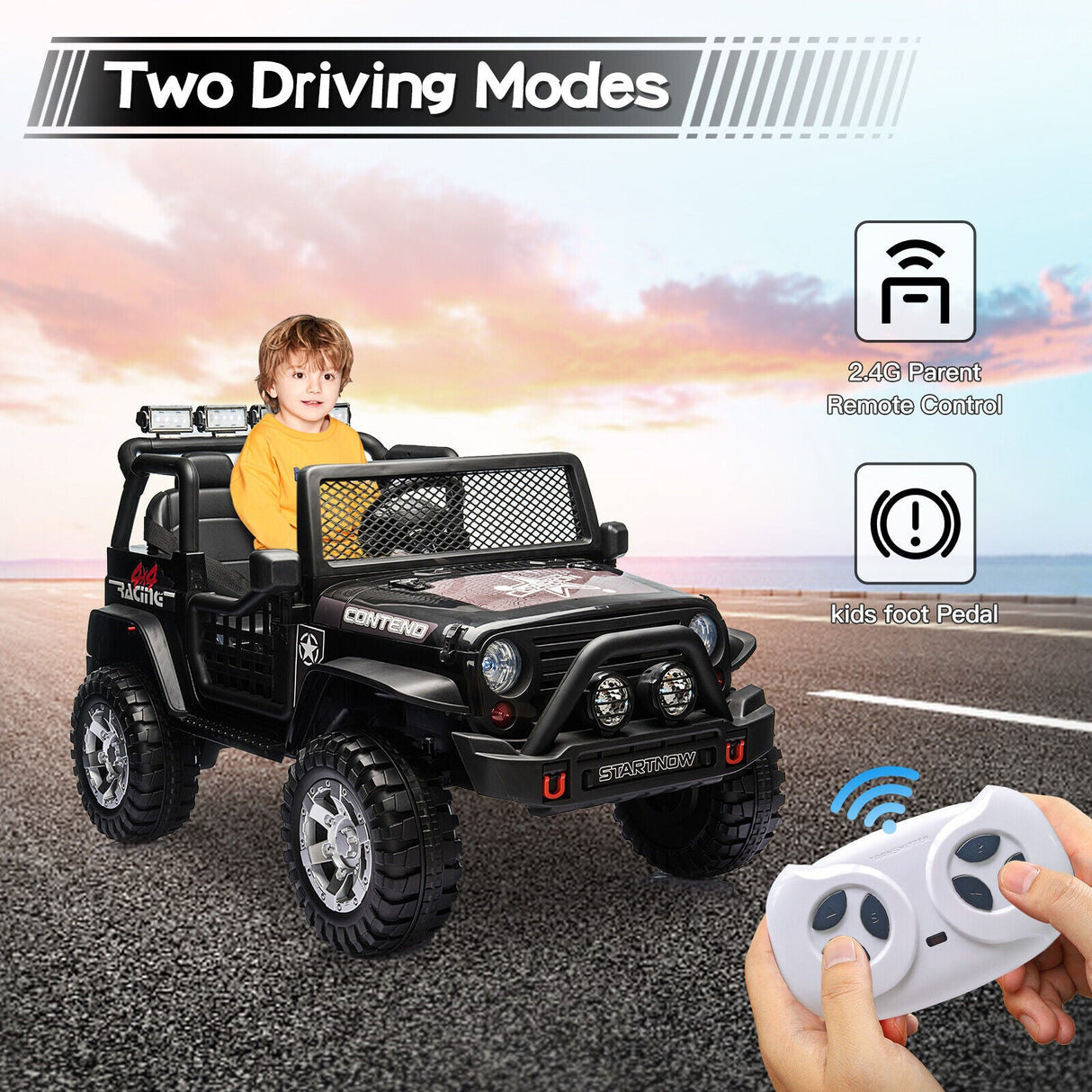2-Seater Electric Jeep Car Toy with Remote Control for Kids - 12V Ride-On Vehicle