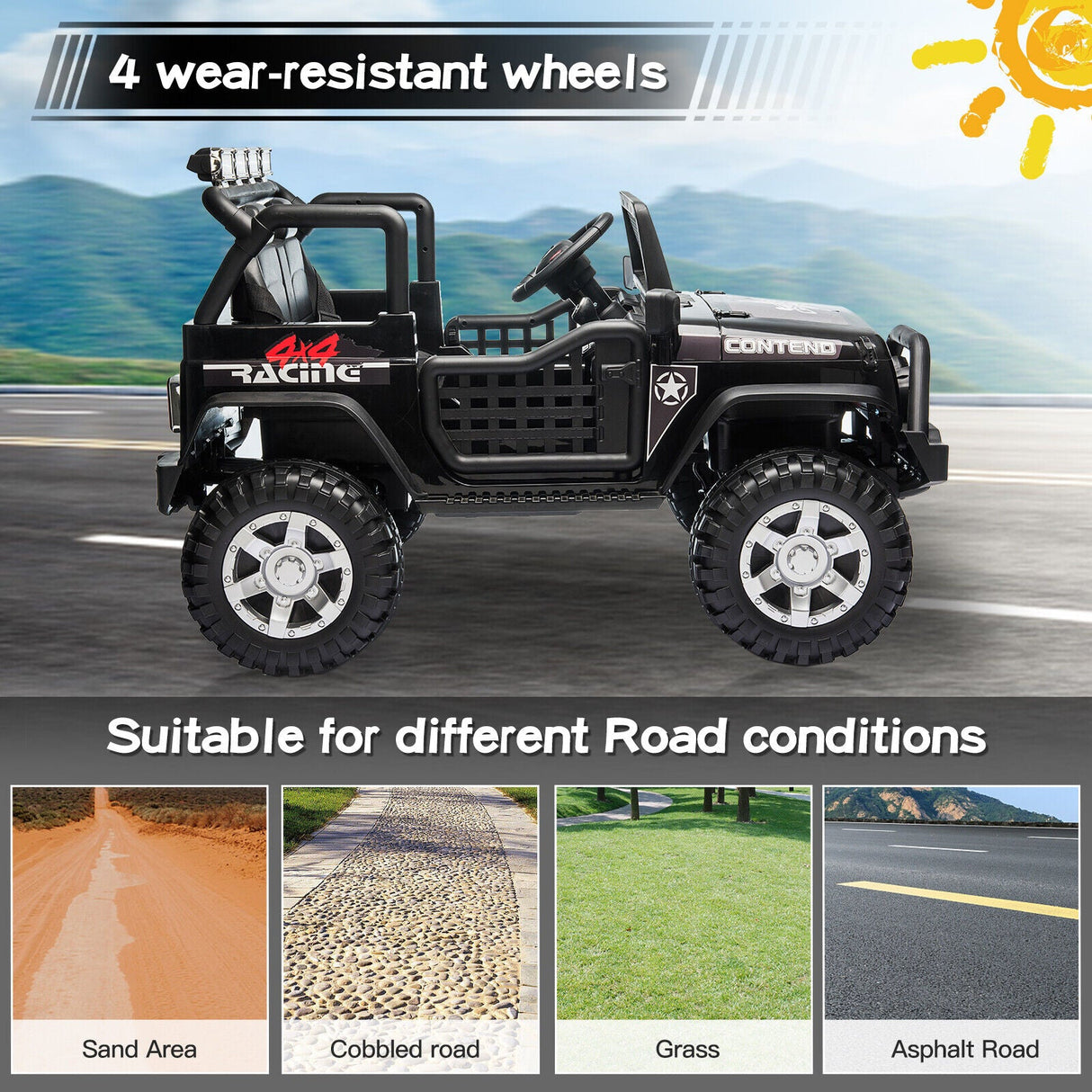 2-Seater Electric Jeep Car Toy with Remote Control for Kids - 12V Ride-On Vehicle