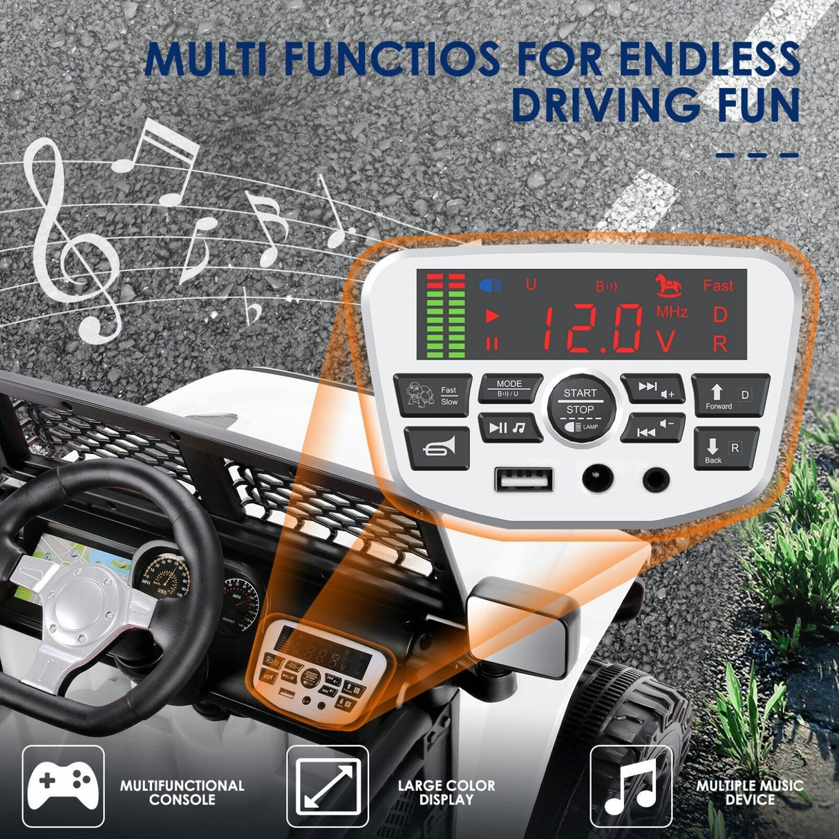 2-Seater Electric Ride-On Car for Kids with Remote Control and MP3 Player
