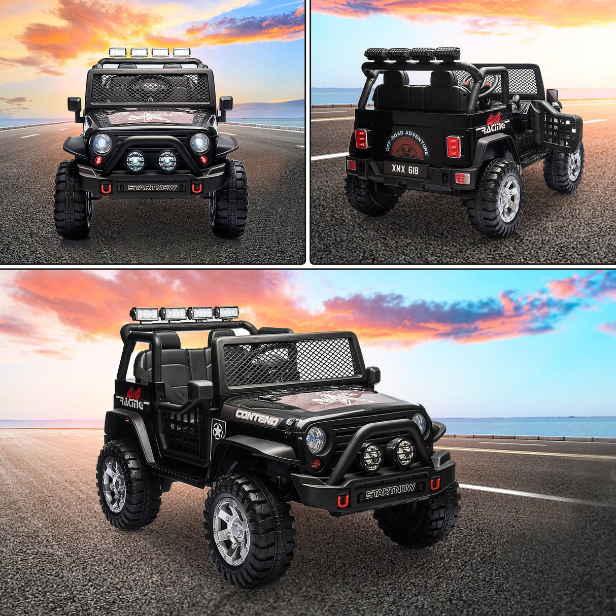 2-Seater Electric Ride On Jeep Toy with USB, Bluetooth, and Remote Control for Kids (12V)