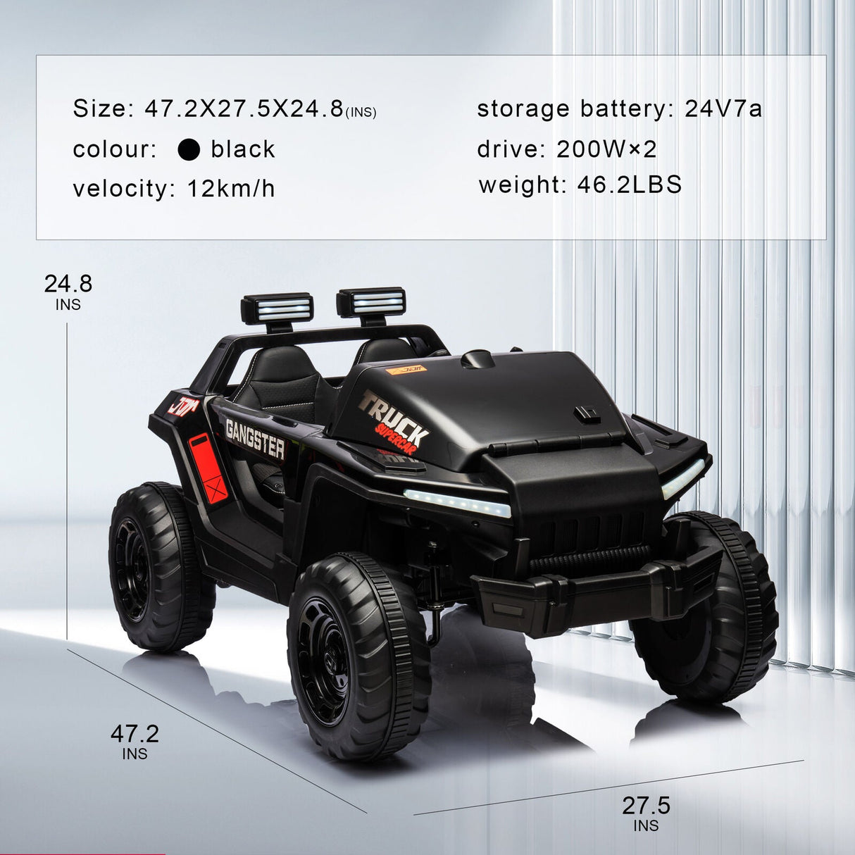 2-Seater Electric Truck for Kids with Music and LED Lights - 24V Ride-On Car