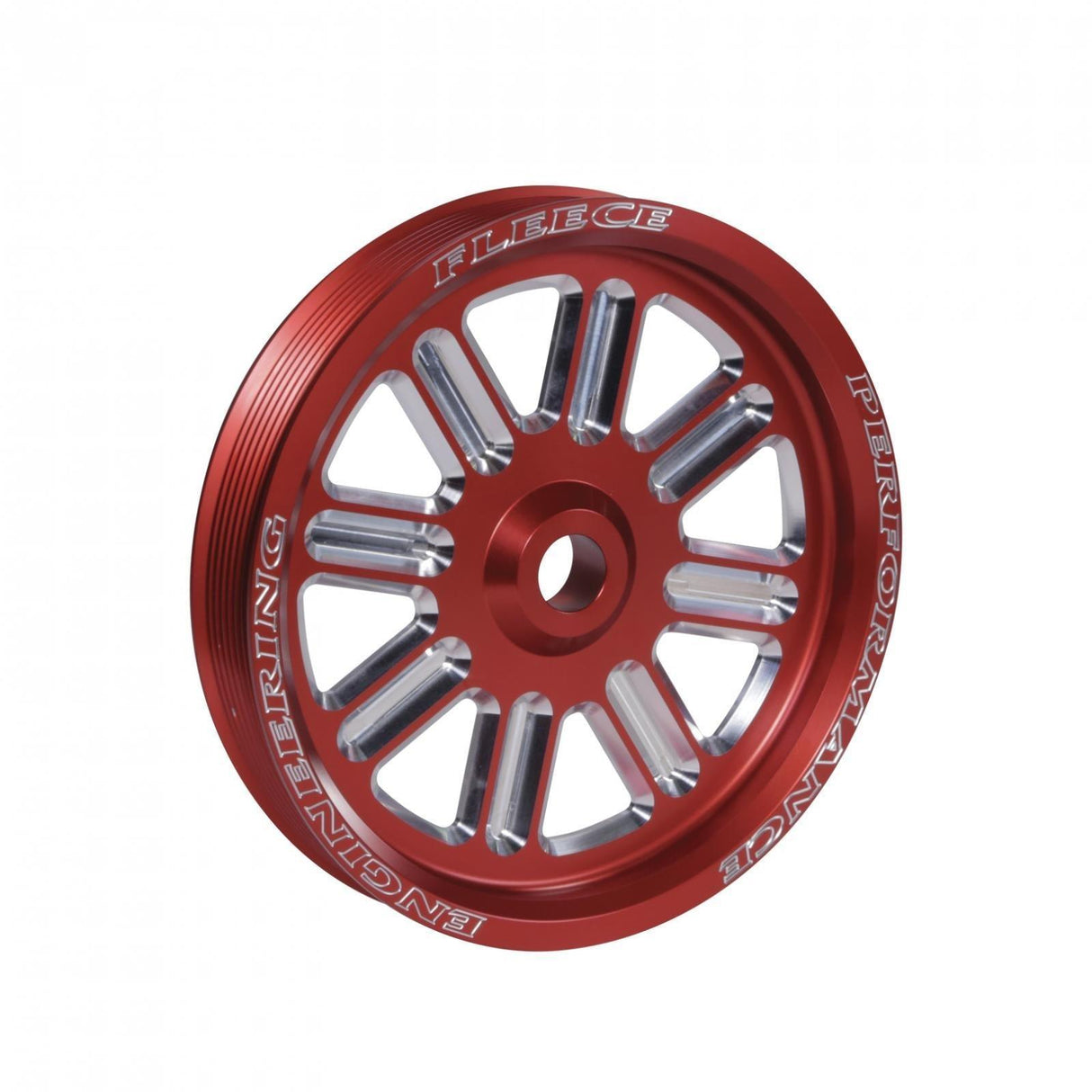 2003-2018 Cummins 5.9L/6.7L Spoke Design Dual Pump Pulley Fleece Red (FPE-34211-RED-SPK)