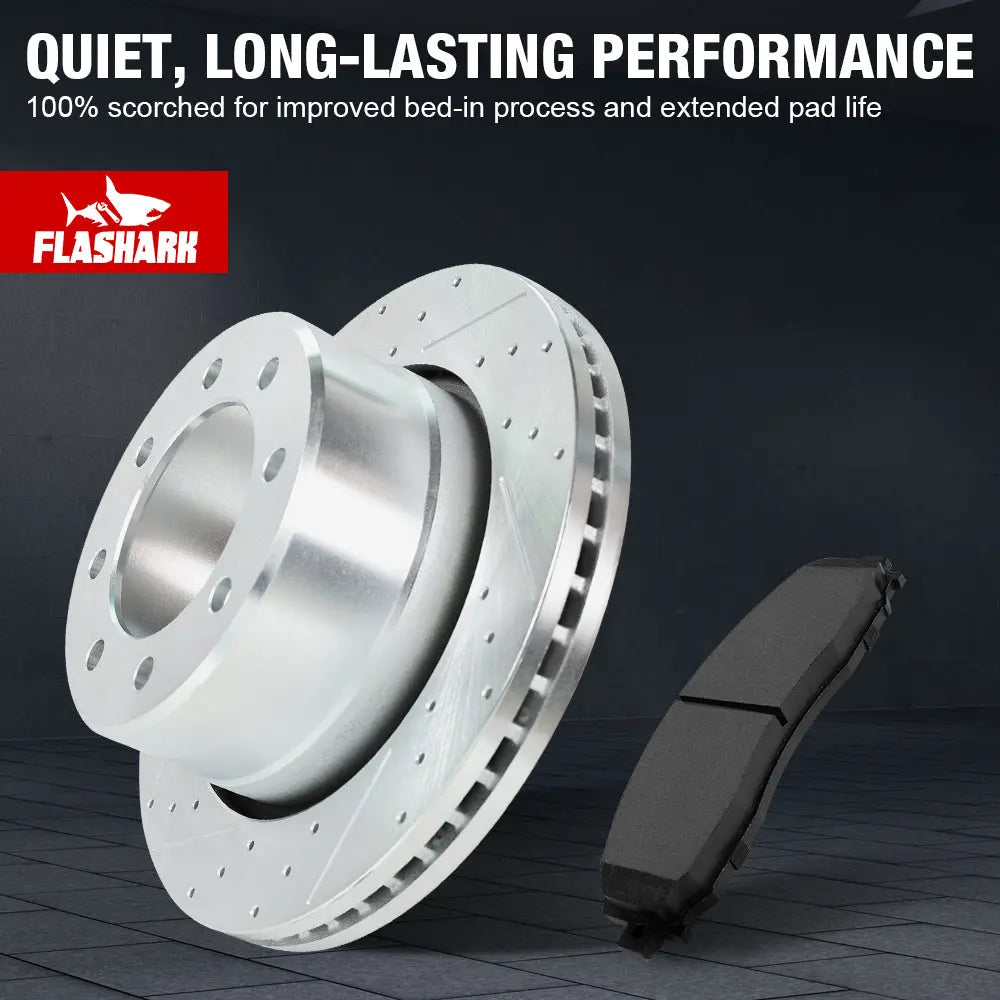 For 2009-2018 Dodge Ram 2500 3500 Brake Rotors and Pads Kit - Front and Rear Flashark