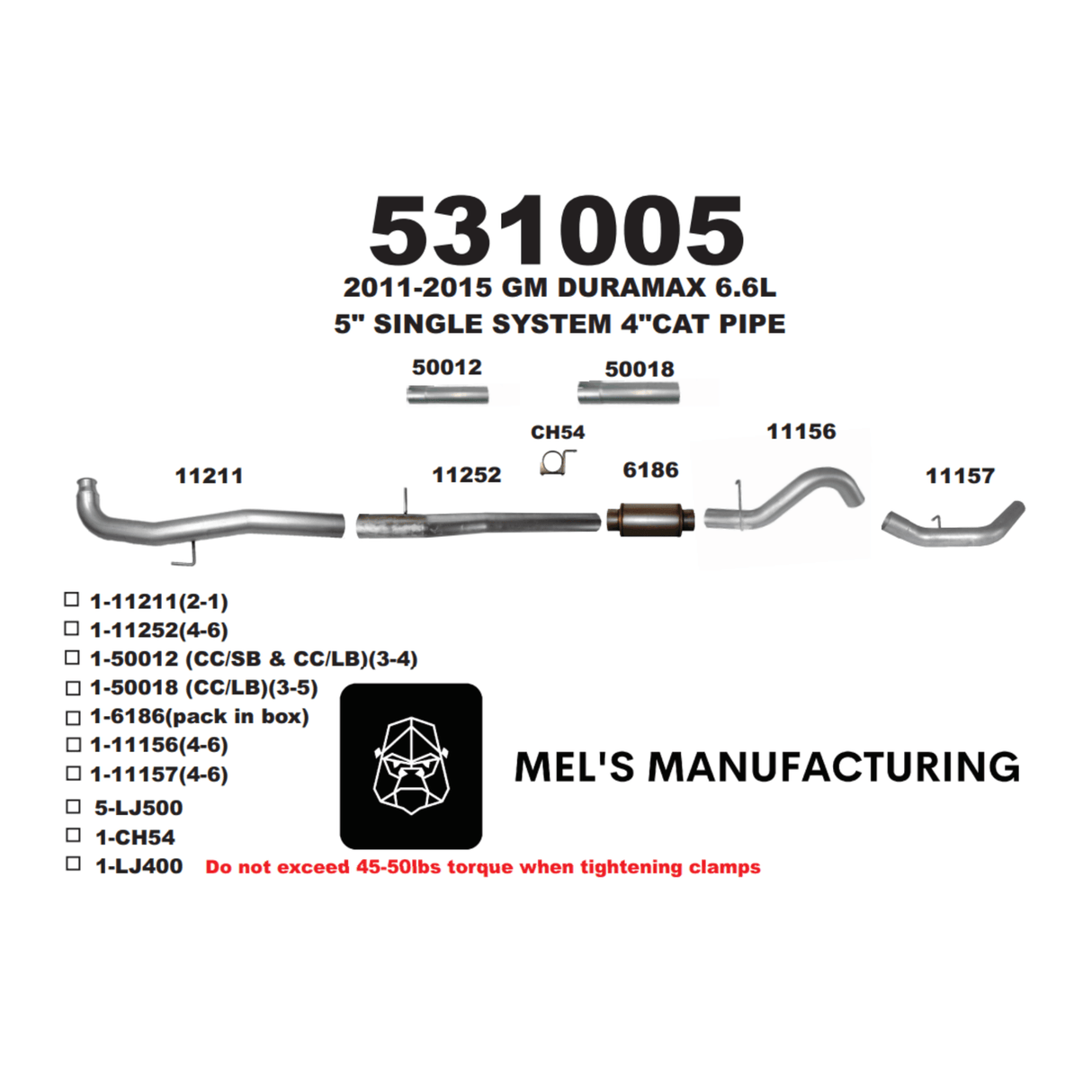 2011-2015 Duramax LML 5" Downpipe Back Exhaust w/ Muffler (531005)