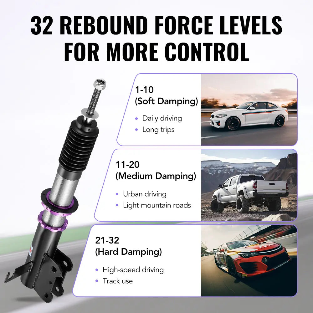 2013-2015 Chevrolet Malibu 32-Way Damping Coilover Shock Absorbers Struts Flashark