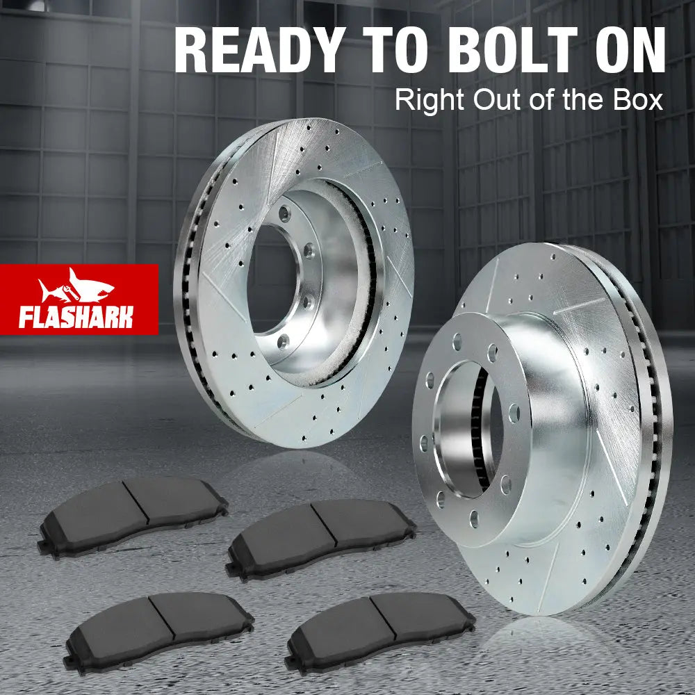 For 2013-2022 Ford Super Duty F250 F350 Brake Rotors and Pads Kit - Front and Rear Flashark