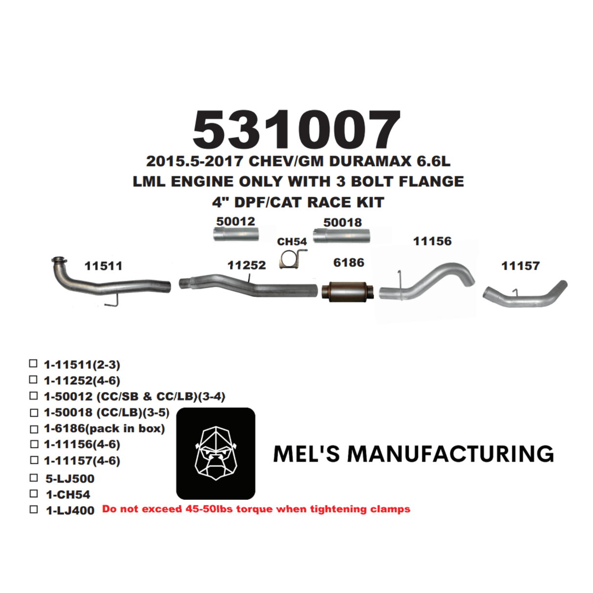2015.5-2016 Duramax LML 5" Downpipe Back Exhaust w/ Muffler (531007)