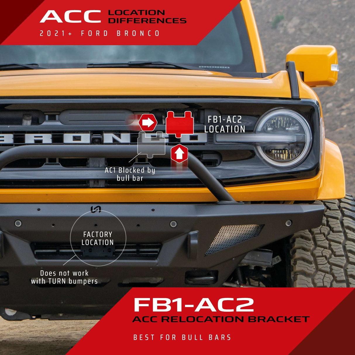 2021-2026 Ford Bronco ACC Relocation Bracket Turn_Offroad