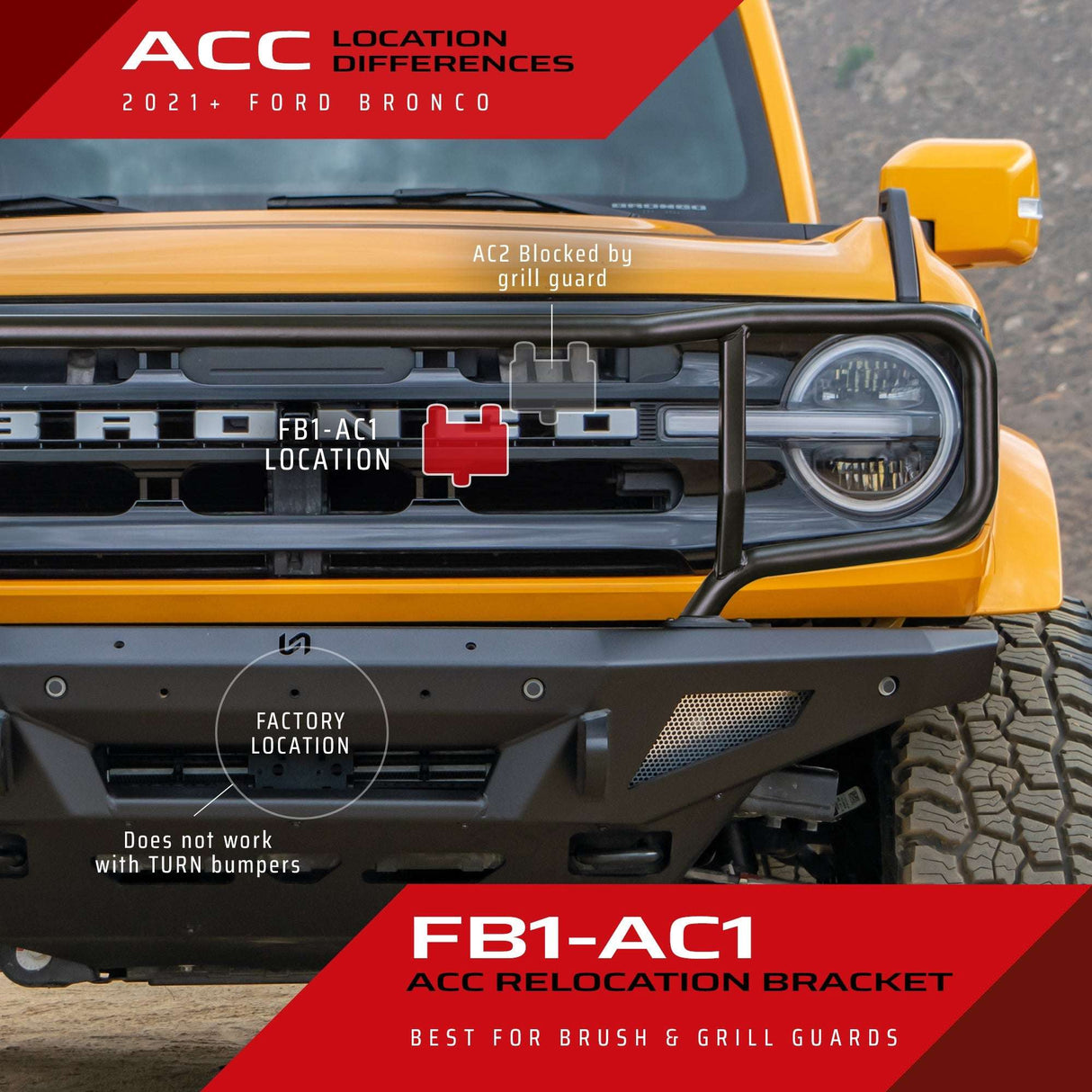 2021-2026 Ford Bronco ACC Relocation Bracket Turn_Offroad