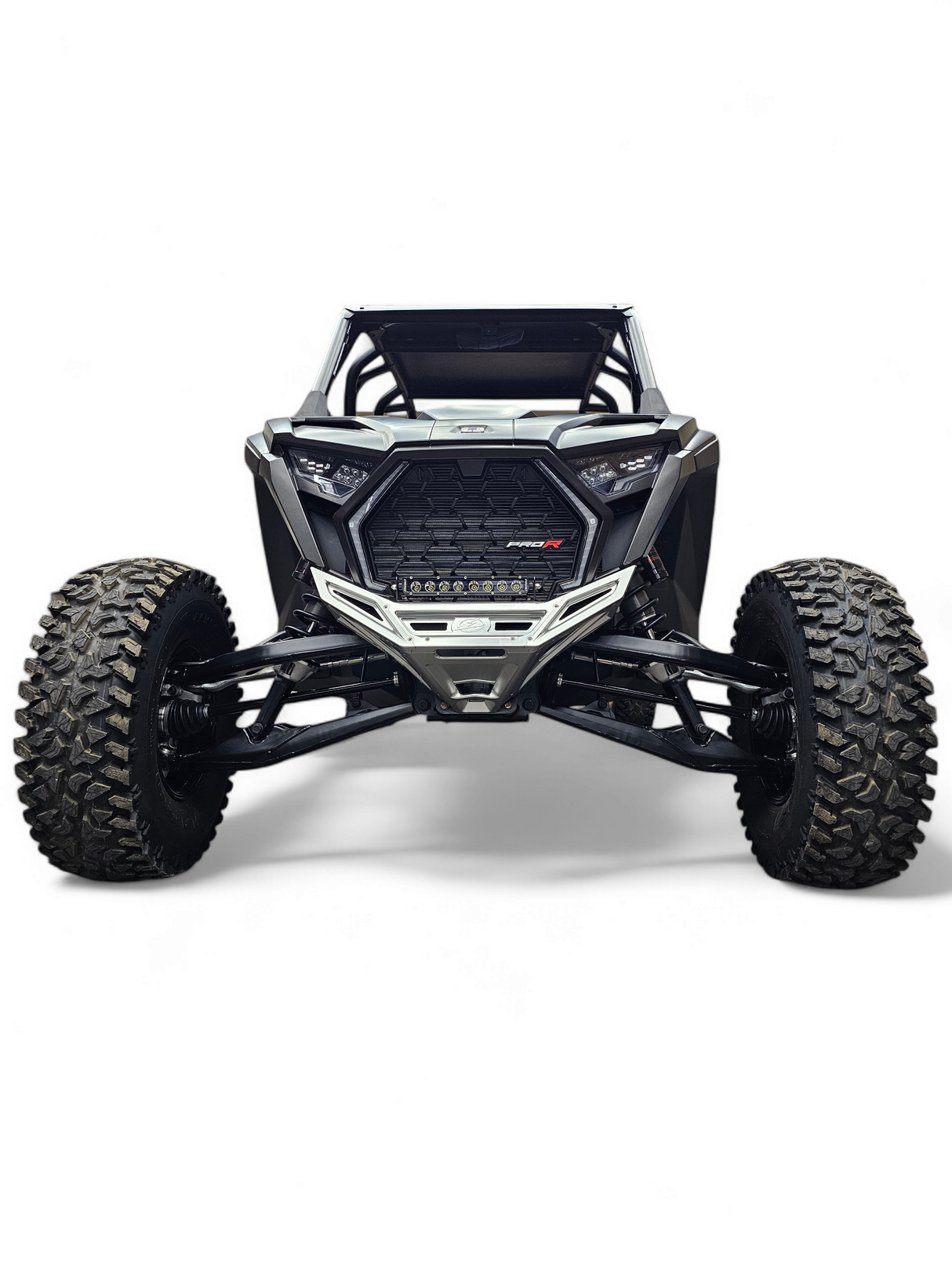 2022-2026 Polaris RZR Pro R, Pro S, Turbo R Machined Billet Front Winch Bumper (Clear Anodize) www.elektricoffroad.com
