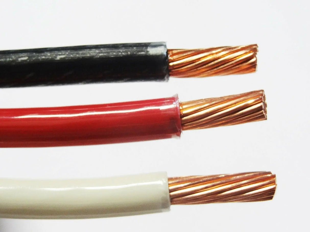 25' EA THHN 6 AWG GAUGE BLACK WHITE RED STRANDED COPPER BUILDING WIRE ACDC