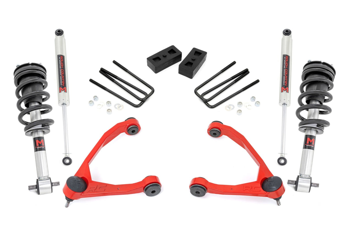 3.5 Inch Lift Kit Cast Steel M1 Strut Red Silverado/Sierra 1500 (07-13) Rough Country
