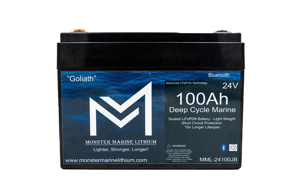 24V 100Ah Lithium Bluetooth Marine Trolling Battery "Goliath"