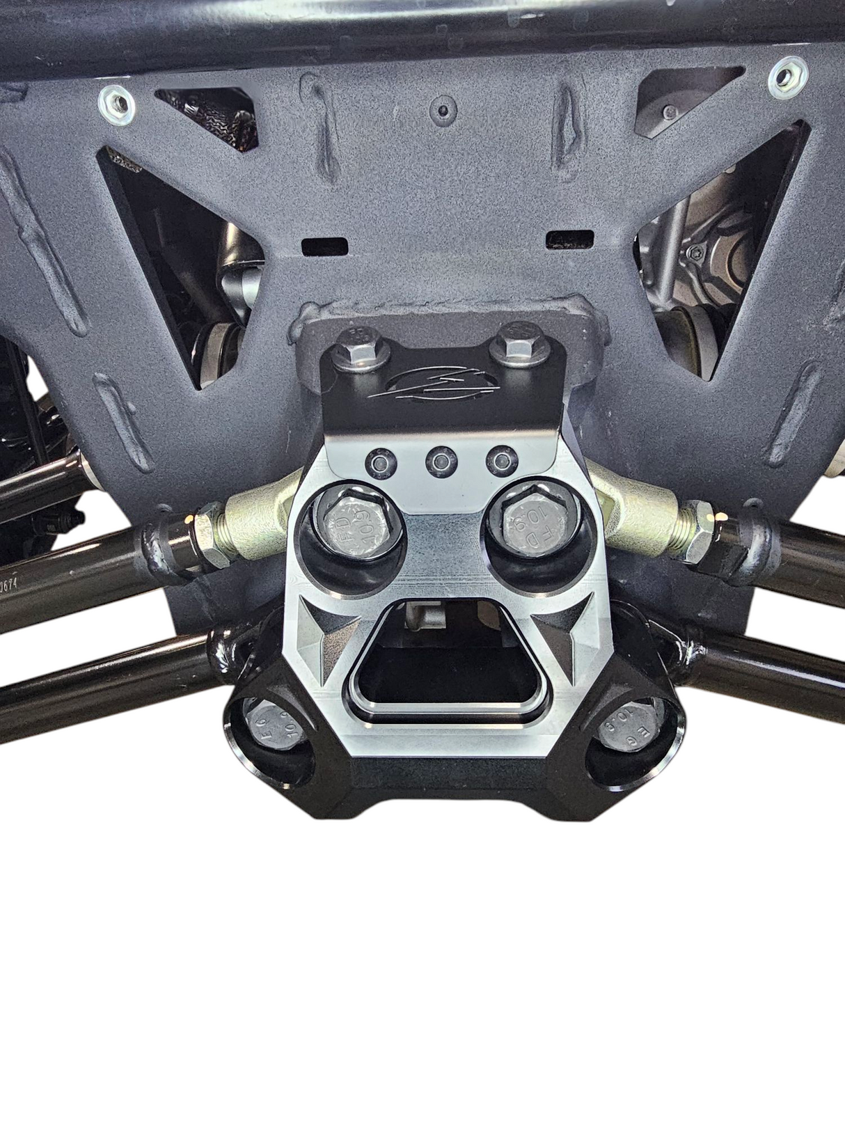 2024+ Can Am Maverick R Billet Radius Rod Plate (Black) www.elektricoffroad.com