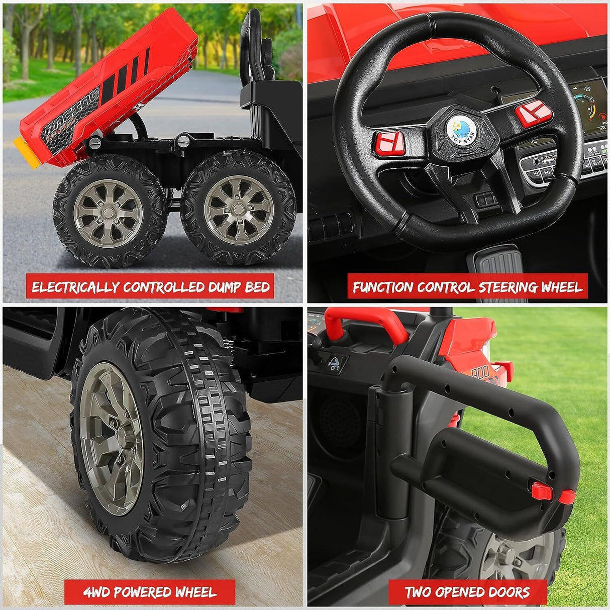 24V 4WD Electric UTV Dump Truck Car for Kids with Dump Bed - 2 Seater Ride-On Toy
